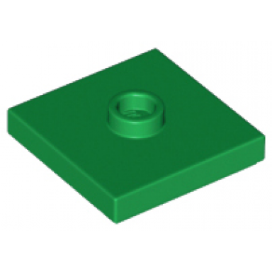 green plate modified 2 x 2 with groove and 1 stud in center jumper