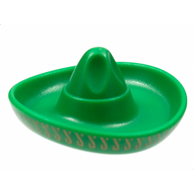 green minifigure headgear hat mexican sombrero with gold trim pattern