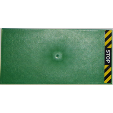 green tile 8 x 16 with bottom tubes textured surface with white stop and black and yellow danger stripes pattern sticker - set 60119
