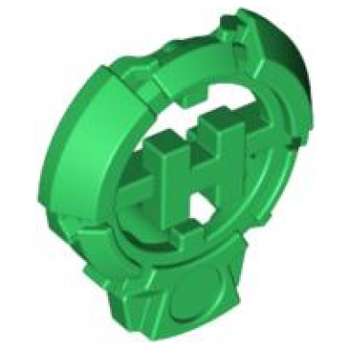 green hero factory chest badge with h and flat bottom
