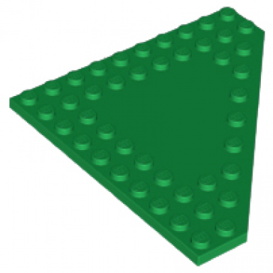 green wedge plate 10 x 10 cut corner with no studs in center