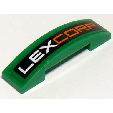 green slope curved 4 x 1 x 2 3 double with lexcorp pattern sticker - set 76045