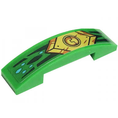 green slope curved 4 x 1 x 2 3 double with dark green skin medium azure scales and gold armor plates pattern sticker - set 71766