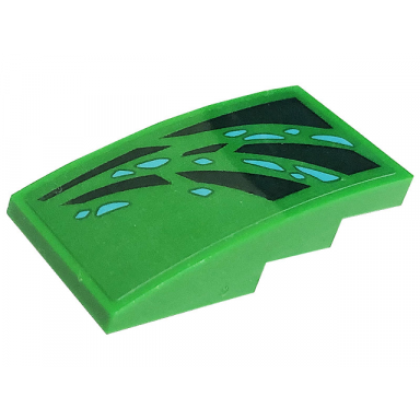 green slope curved 4 x 2 with dark green skin and medium azure scales pattern model left side sticker - set 71766