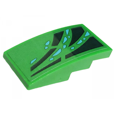 green slope curved 4 x 2 with dark green skin and medium azure scales pattern model right side sticker - set 71766