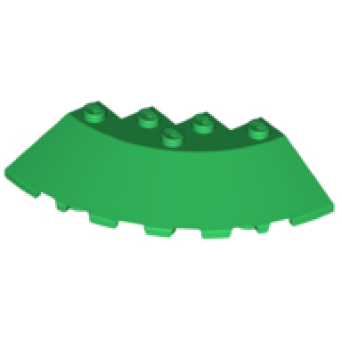 green brick round corner 6 x 6 with slope 33 edge facet cutout