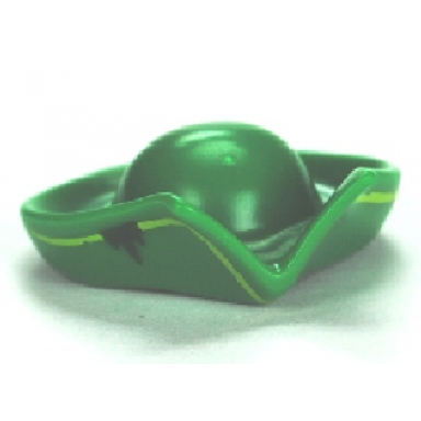 green minifigure headgear hat pirate circular with fold in brim and lime line around brim pattern