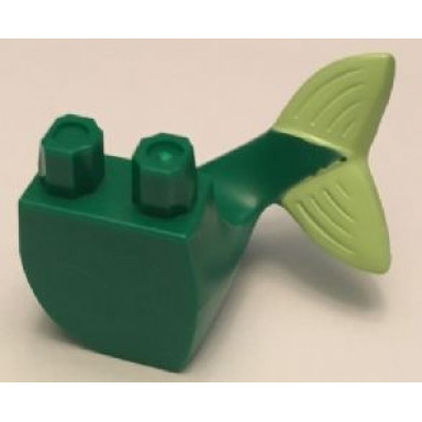 green tail mermaid merman curved left with yellowish green caudal fin pattern