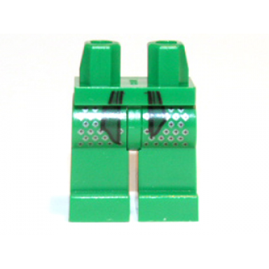 green hips and legs with dark green sash and silver diamonds pattern