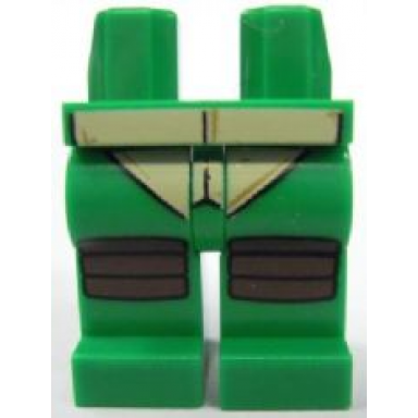 green hips and legs with turtle shell and dark brown knee pads pattern
