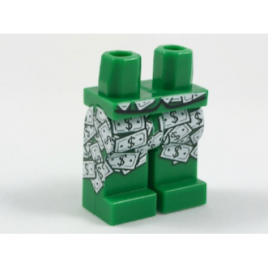 green hips and legs with dollar bills pattern