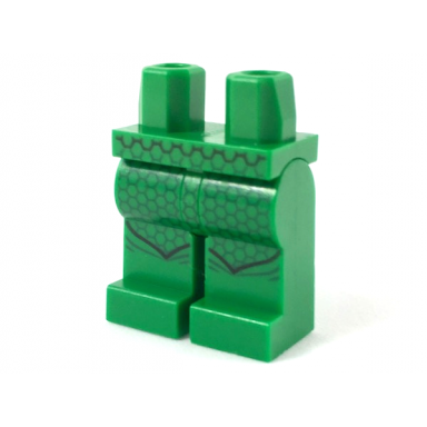 green hips and legs with hexagonal scales and chevron shaped boot lines pattern