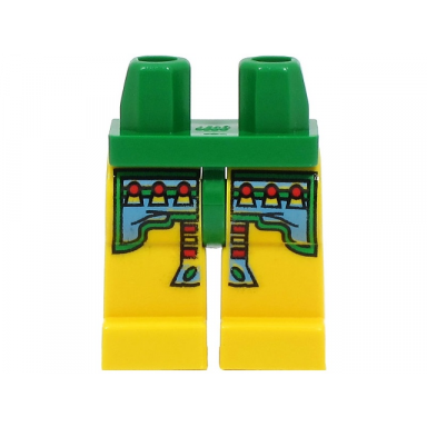 green hips and yellow legs with adventurers jungle blue red squares pattern achu