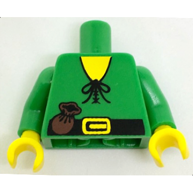 green torso castle forestman shirt with laces black belt with buckle dark brown pouch yellow neck pattern inside with ribs reissue green arms yellow hands
