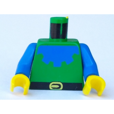 green torso castle forestman with blue collar black belt and yellow buckle pattern blue arms yellow hands