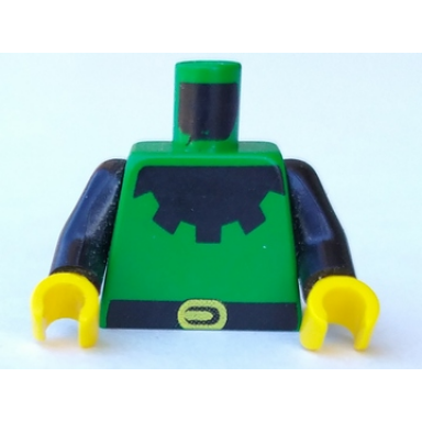 green torso castle forestman with black collar black belt and yellow buckle pattern black arms yellow hands