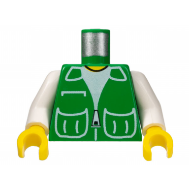 green torso town vest with patch pockets over white shirt pattern white arms yellow hands