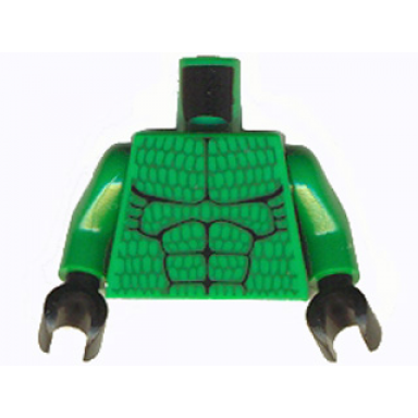 green torso batman muscles outline with scales pattern green arms black hands