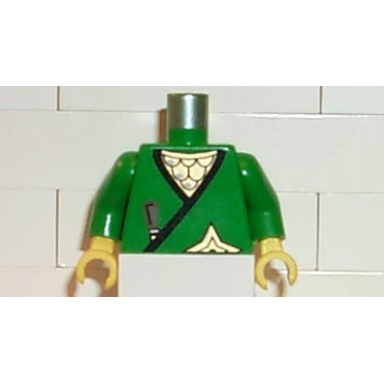 green torso castle ninja wrap dark gray dagger gold star gold scale mail pattern green arms yellow hands