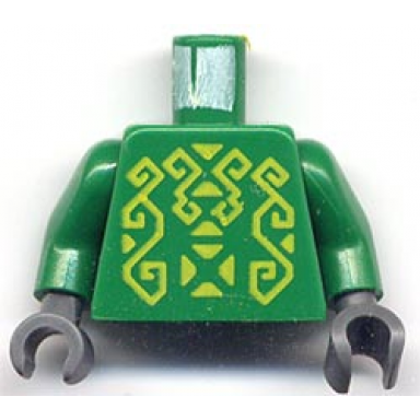 green torso castle knights kingdom ii with rascus pattern green arms dark bluish gray hands