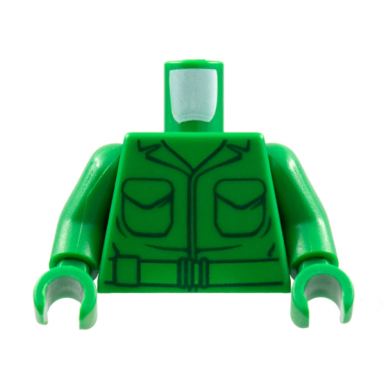 green torso army jacket with pockets and belt pattern green arms green hands