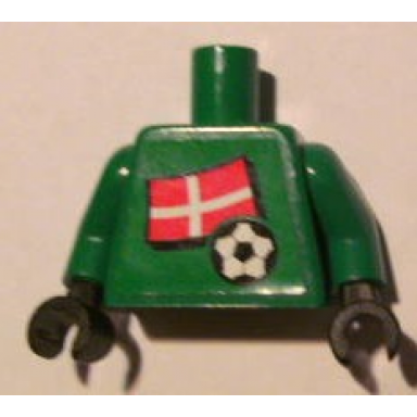 green torso soccer danish goalie danish flag sticker front white number sticker back pattern specify number in listing green arms black hands