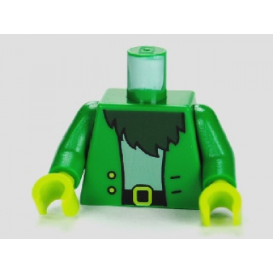 green torso spongebob jacket with two buttons over light blue shirt and dark green beard pattern green arms lime hands
