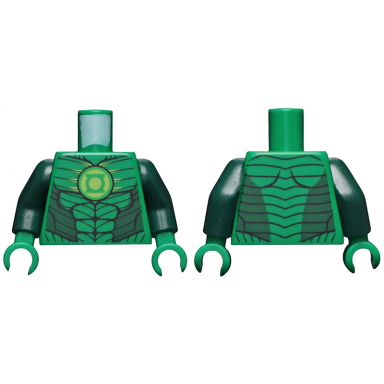 green torso muscles outline with green lantern logo pattern dark green arms green hands