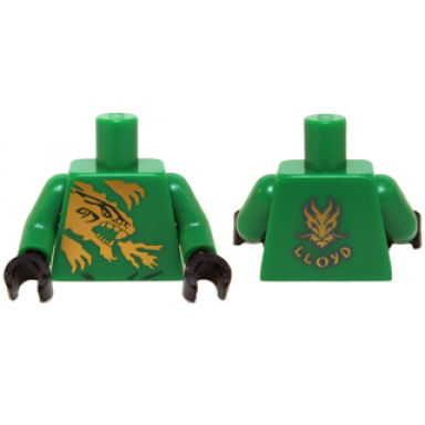 green torso ninjago gold dragon front and gold dragon and lloyd back pattern green arms black hands