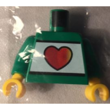 green torso kladno with red heart on white stripe front and zdravã­ bezpeänost back pattern green arms yellow hands