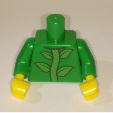 green torso with bright green leaves on stem pattern bam green arms yellow hands
