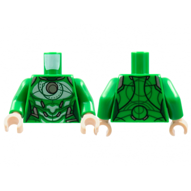 green torso female armor silver circle white trim pattern green arms light nougat hands