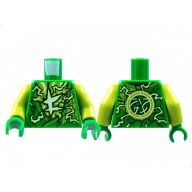 green torso tunic lime and yellowish green energy ninjago logogram letter l pattern lime arms green hands