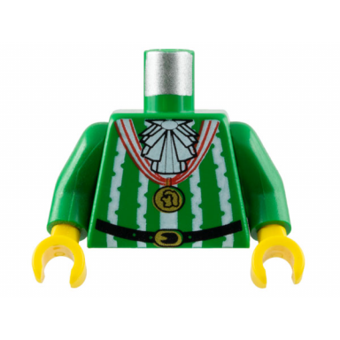 green torso pirate imperial armada ruffles white stripes gold medal pattern green arms yellow hands