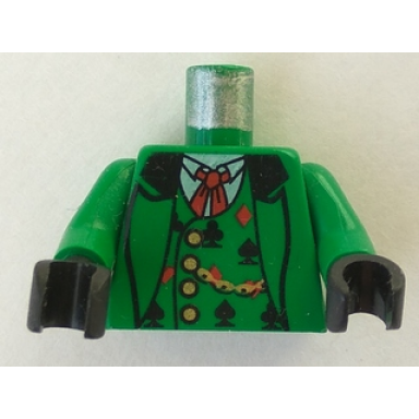 green torso western bandit card suit vest and gold fob pattern green arms black hands
