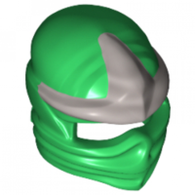 green minifigure headgear ninjago wrap with silver 3 point emblem pattern