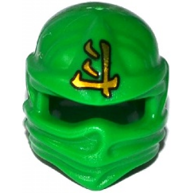 green minifigure headgear ninjago wrap with gold ninjago logogram energy pattern