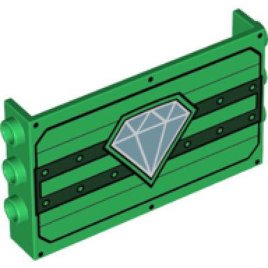 green panel 1 x 6 x 3 with studs on sides with diamond pattern
