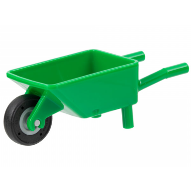 green minifigure utensil wheelbarrow with light bluish gray wheel with molded black tire pattern 98288 65630pb01