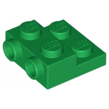 green plate modified 2 x 2 x 2 3 with 2 studs on side