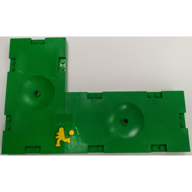 green stickered assembly 24 x 16 x 1.33 with yellow minifigure soccer player pattern on green background sticker - set 3570 - 2 sports field section 8 x 16 1 tile 2 x 2