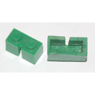 green brick 1 x 2 without bottom tube slotted with 1 slot