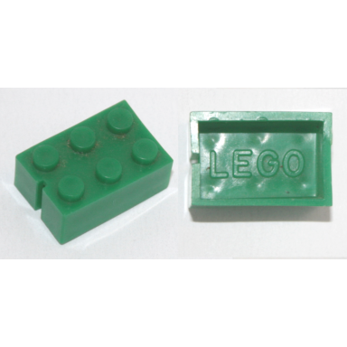 green brick 2 x 3 without bottom tubes slotted with 1 slot
