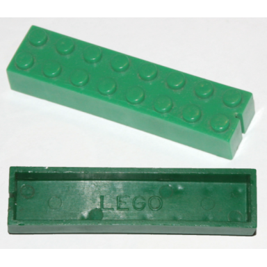 green brick 2 x 8 without bottom tubes slotted with 1 slot