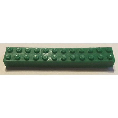 green brick 2 x 12 without bottom tubes slotted with 1 slot
