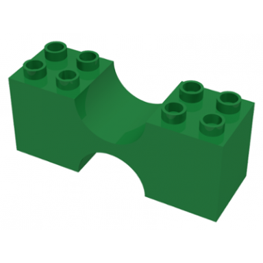 green duplo brick 2 x 6 x 2 with curved center