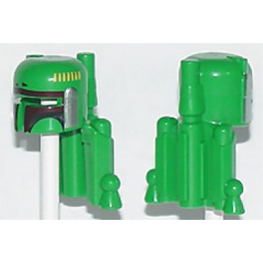 green minifigure headgear helmet sw rocket pack with boba fett colors pattern dark brown highlights