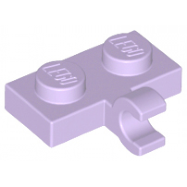 lavender plate modified 1 x 2 with clip on side horizontal grip