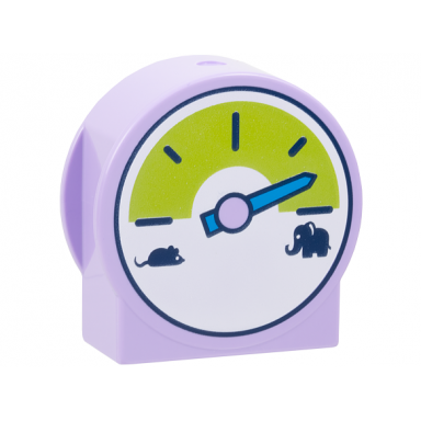 lavender duplo brick 1 x 2 x 2 round top cut away sides with lime weight gauge dark azure pointer and dark blue mouse and elephant on white circle pattern