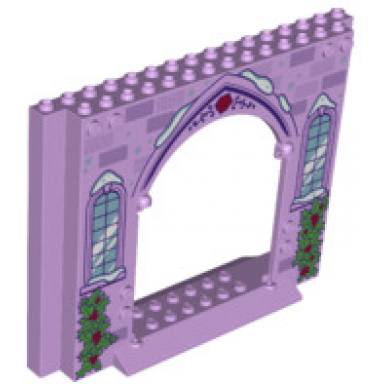 lavender panel 4 x 16 x 10 with lattice curved windows snow and holly leaf pattern
